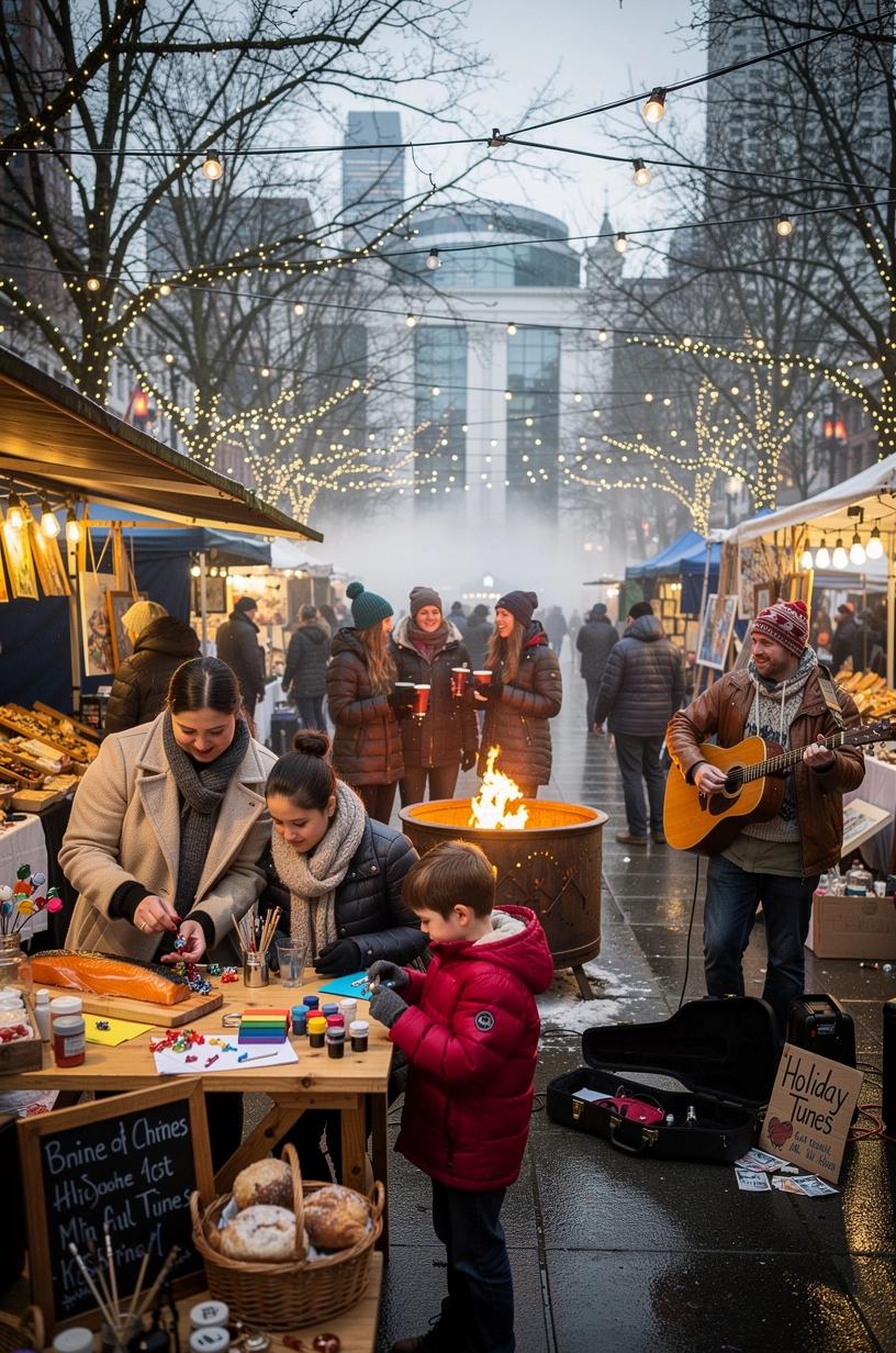 Сцена с артистами, демонстрирующими национальные танцы и музыку на культурном базаре США.